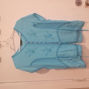 Blue Boho blouse - XL
